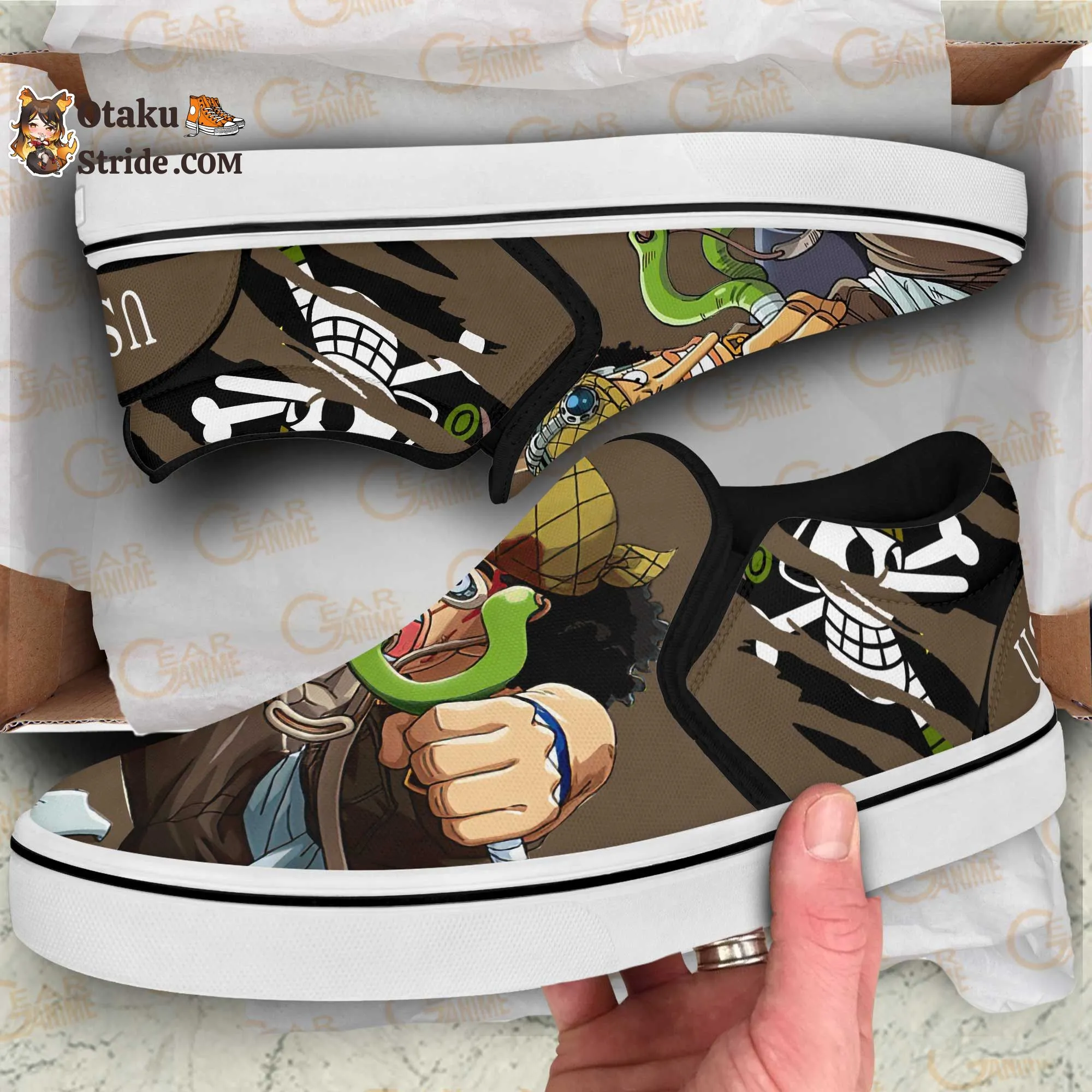 Custom One Piece Anime Slip On Sneakers – Usopp Inspired Shoes