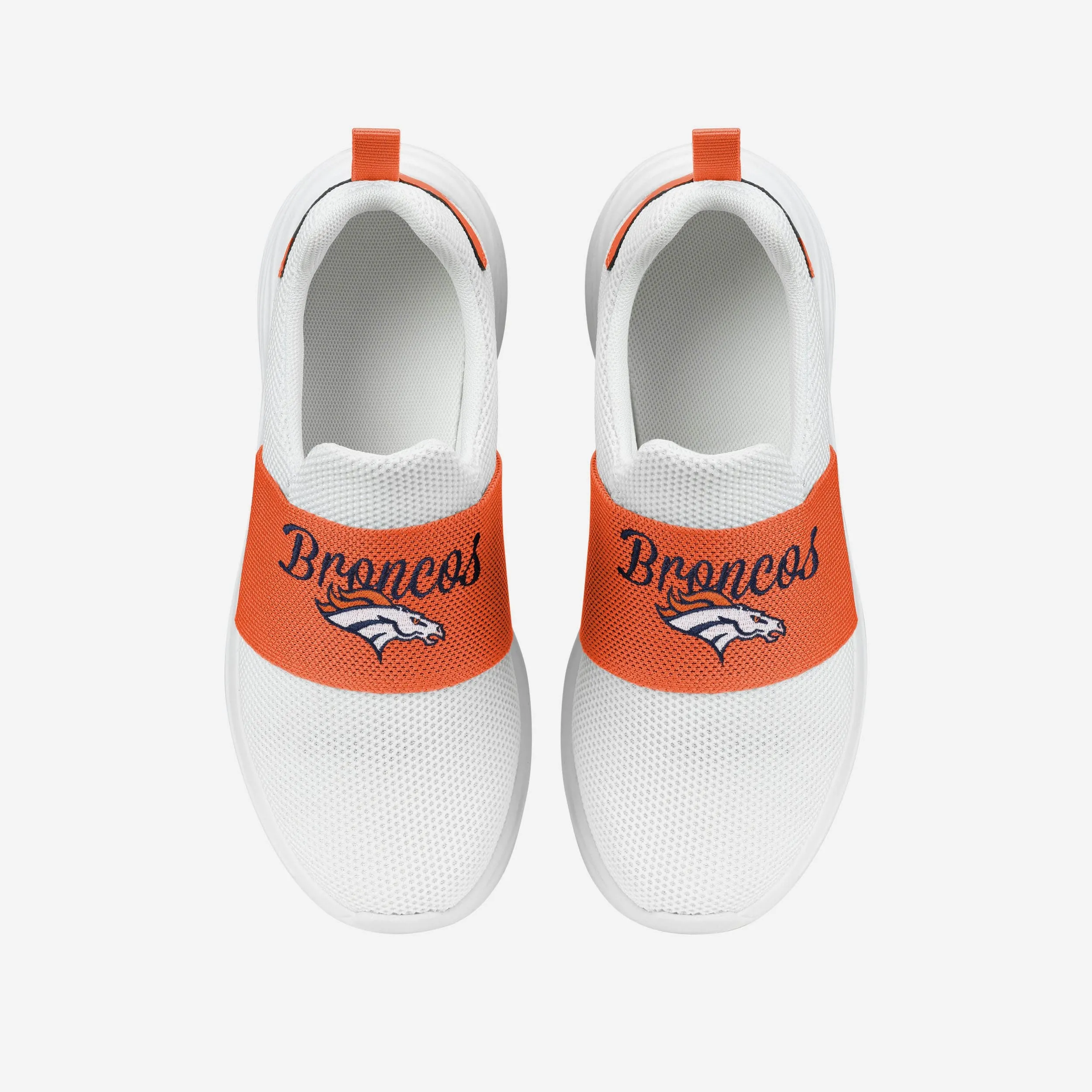 Denver Broncos Womens Script Wordmark White Slip On Sneakers