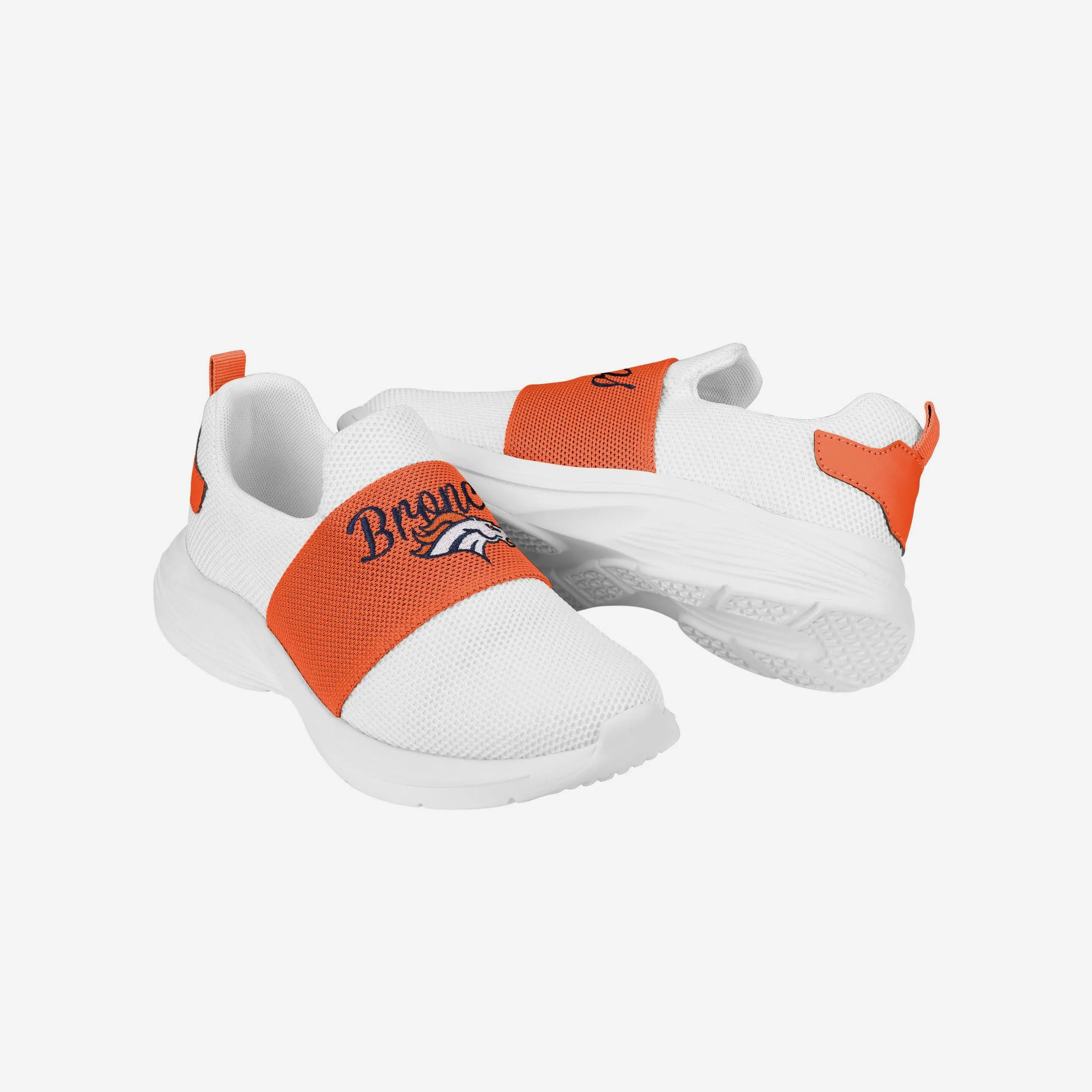 Denver Broncos Womens Script Wordmark White Slip On Sneakers