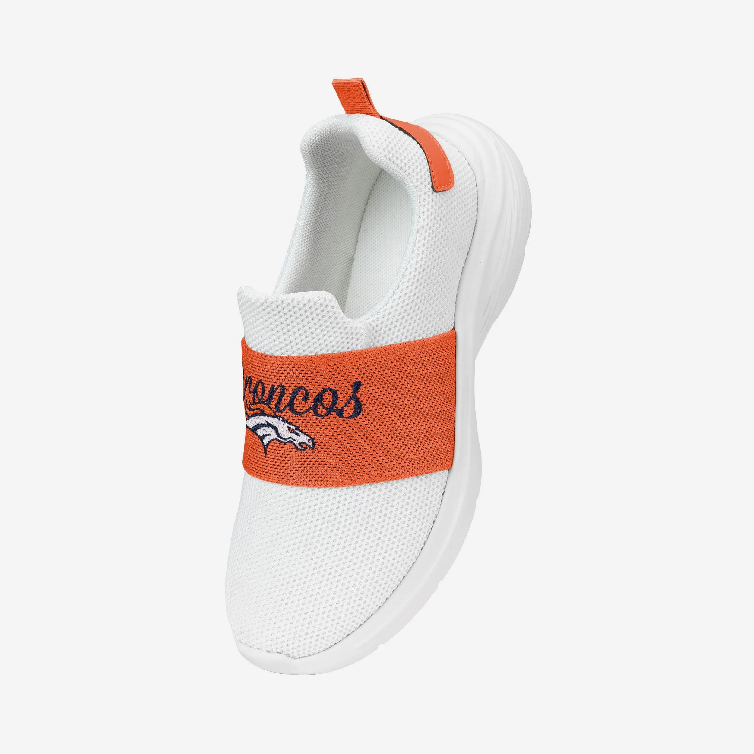 Denver Broncos Womens Script Wordmark White Slip On Sneakers