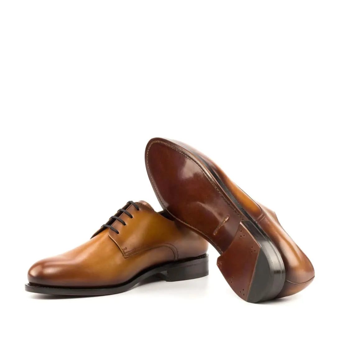 Derbie Blucher en cuir patiné marron clair