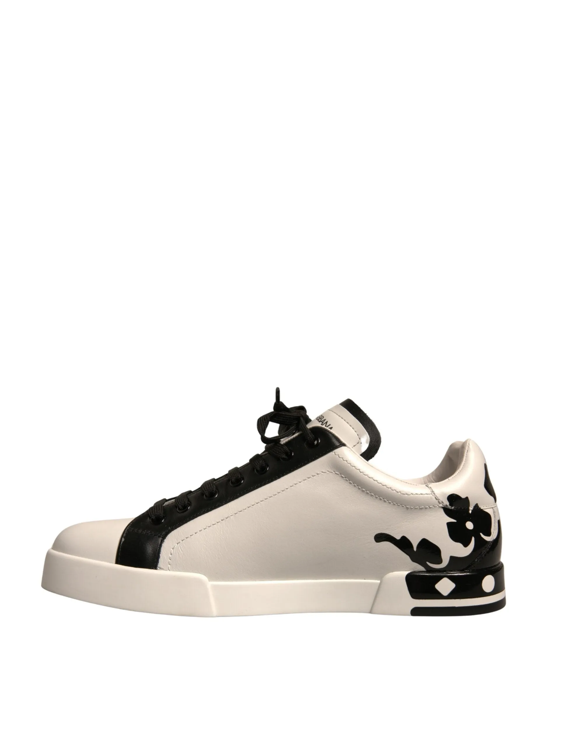 Dolce & Gabbana White Black Leather Crown Milano Sneakers Shoes