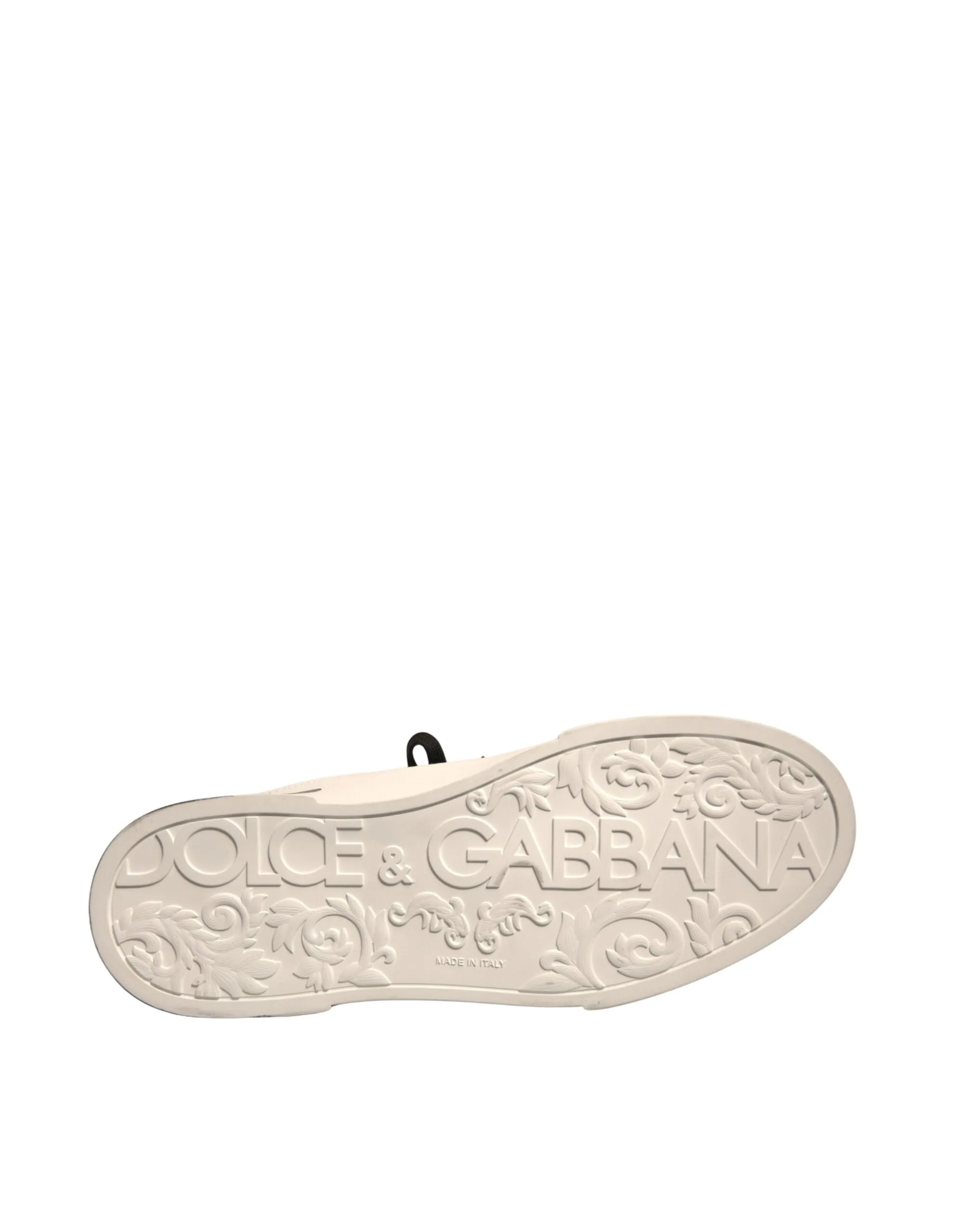 Dolce & Gabbana White Black Leather Crown Milano Sneakers Shoes