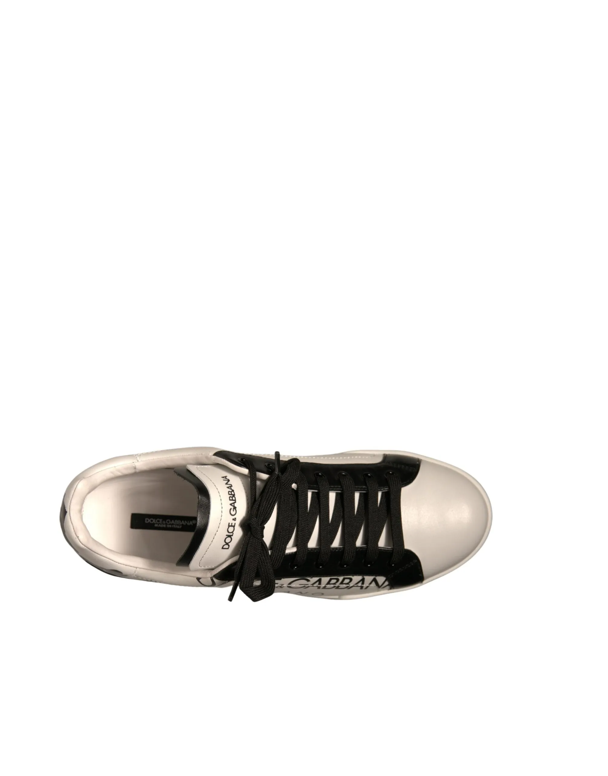 Dolce & Gabbana White Black Leather Crown Milano Sneakers Shoes