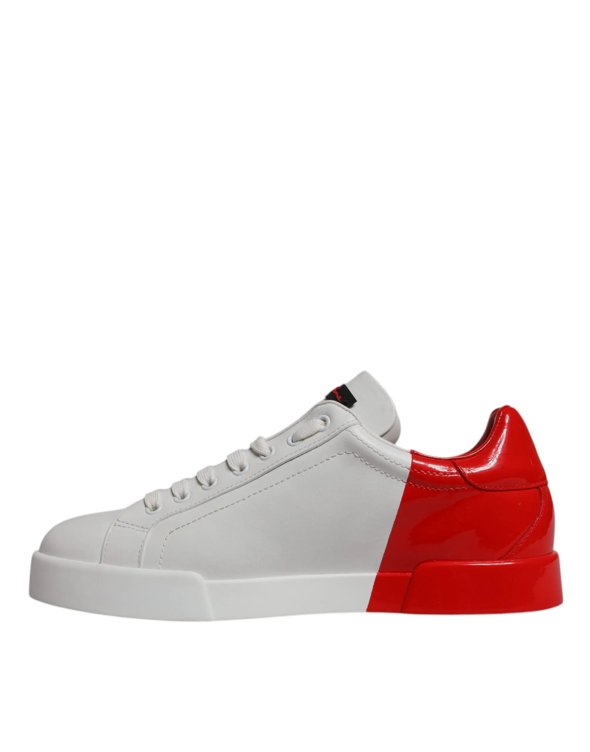 Dolce & Gabbana White Red Leather Logo Low Top Sneakers Shoes