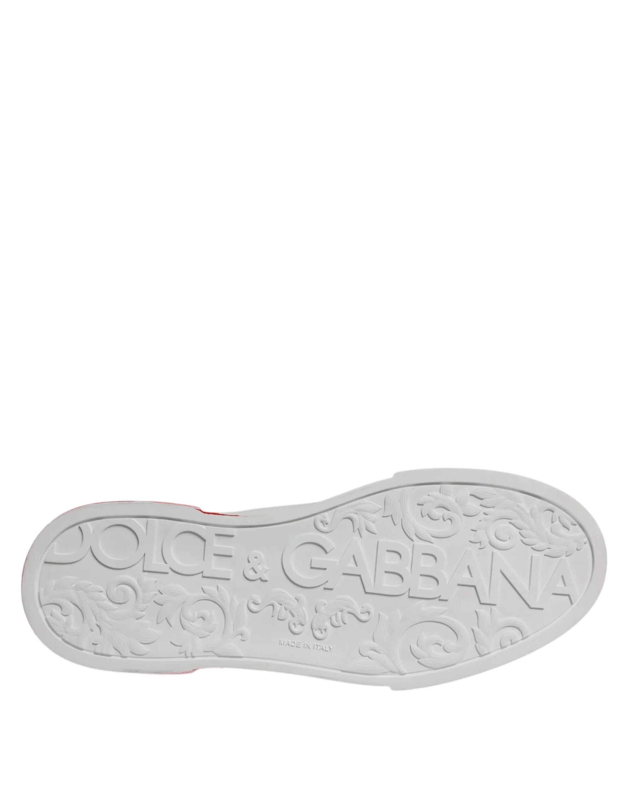 Dolce & Gabbana White Red Leather Logo Low Top Sneakers Shoes