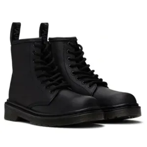 Dr. Martens 1460 Serena Mono Black Lace Up Boots Moto Classic Size 3 Kids US