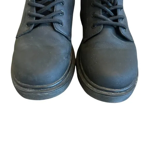 Dr. Martens 1460 Serena Mono Black Lace Up Boots Moto Classic Size 3 Kids US