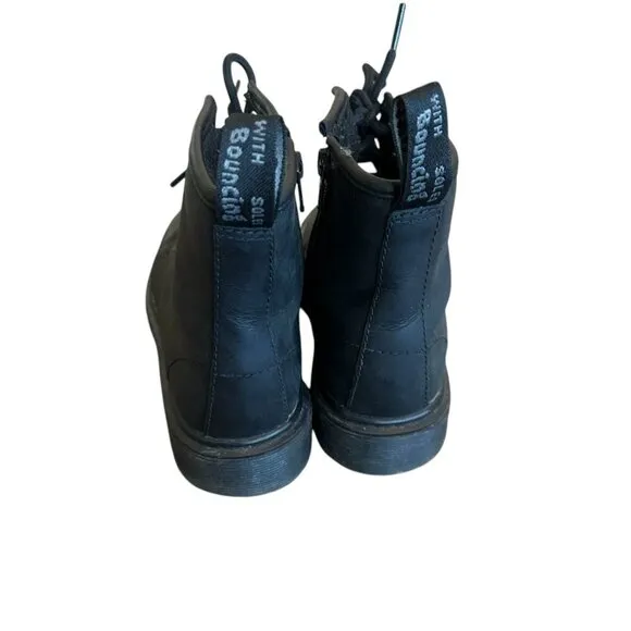 Dr. Martens 1460 Serena Mono Black Lace Up Boots Moto Classic Size 3 Kids US
