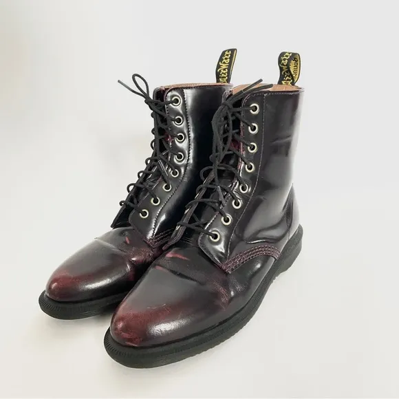 DR. MARTENS “Elsham” Arcadia cherry red lace up combat boot women US 9L / EU41