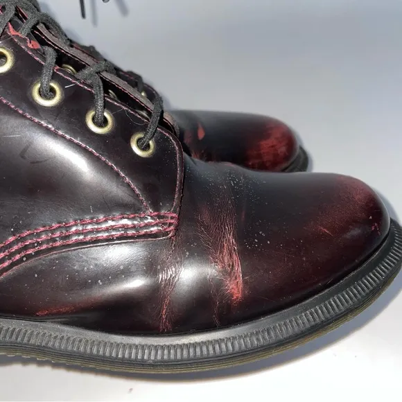 DR. MARTENS “Elsham” Arcadia cherry red lace up combat boot women US 9L / EU41