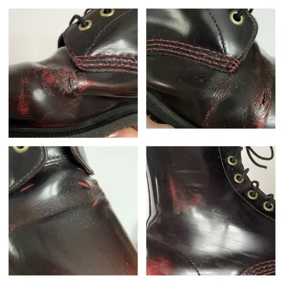 DR. MARTENS “Elsham” Arcadia cherry red lace up combat boot women US 9L / EU41