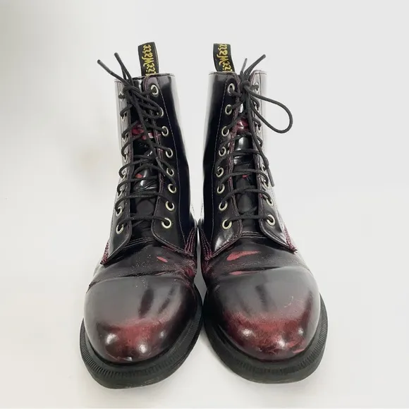 DR. MARTENS “Elsham” Arcadia cherry red lace up combat boot women US 9L / EU41