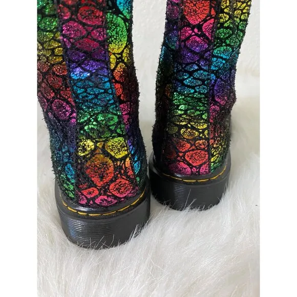 Dr Martens Junior 1460 Pascal Metallic Boots Us 4 Uk 3 Rainbow Print