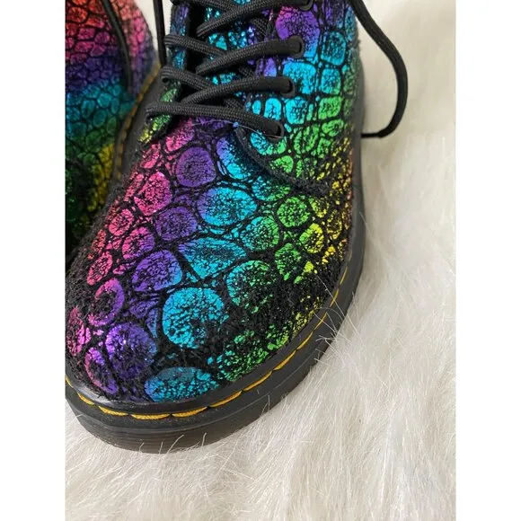 Dr Martens Junior 1460 Pascal Metallic Boots Us 4 Uk 3 Rainbow Print