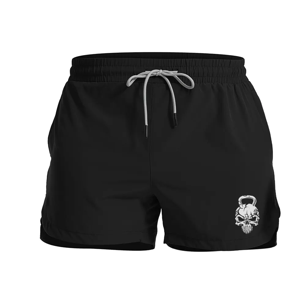 Dumbbell Skull Graphic Shorts