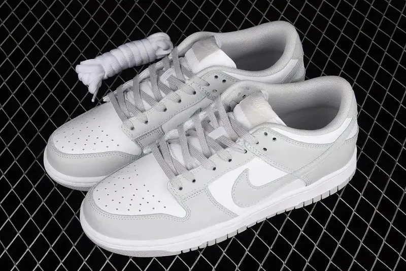 Dunk Style Retro Sneakers - White & Grey Fog