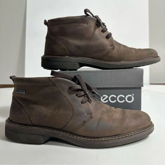 ECCO Turn Brown Leather Gore-Tex Chukka Boots Mens EU 41 US 7-7,5 ( Fits Like 8)