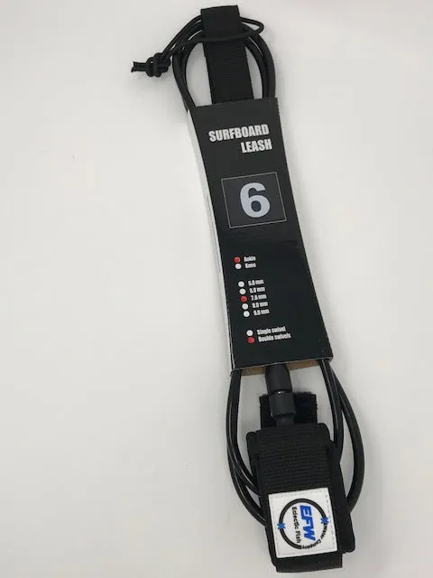 Eclectic Fish Surfboard Leash for Surfboard, Paddleboard, SUP, 9ft Black
