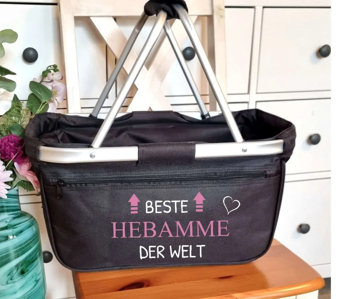 Einkaufskorb personalisiert beste Hebamme der Welt mit Name Tragekorb