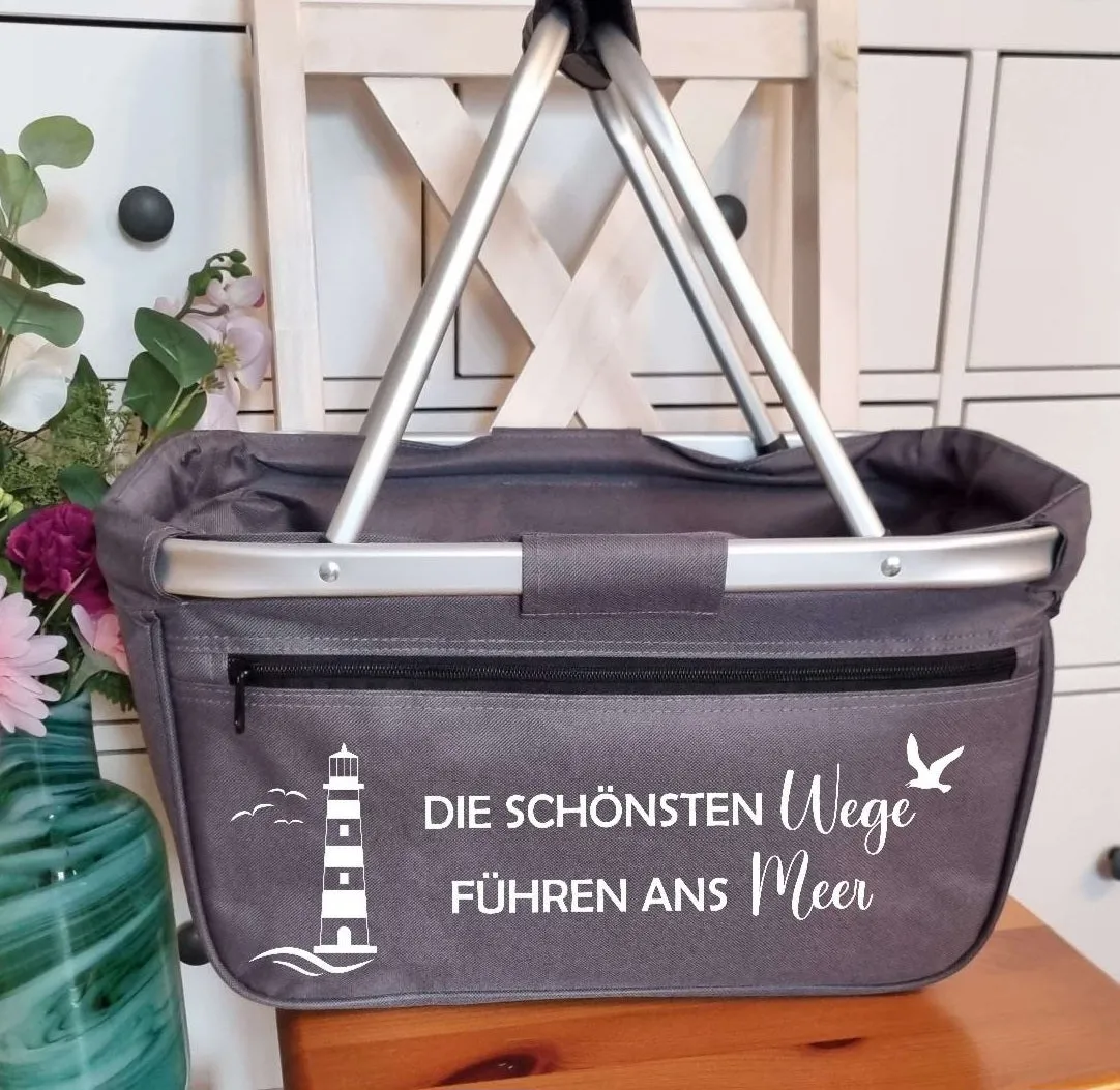 Einkaufskorb personalisiert die schönsten Wege führen ans Meer mit Name Tragekorb