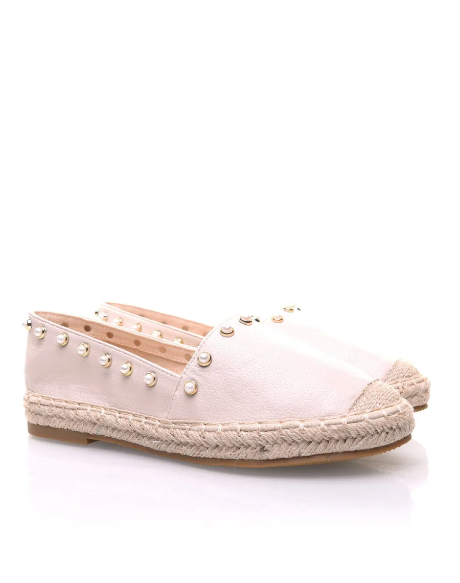 Espadrilles beiges ornées de perles