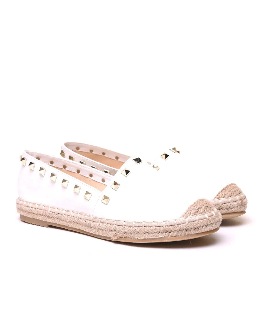 Espadrilles blanches à bout et semelle tressés