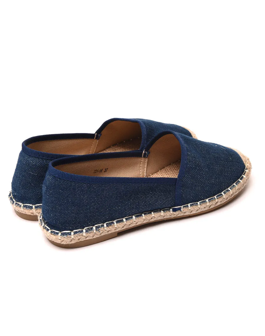 Espadrilles bleu foncé bout et semelle tressés