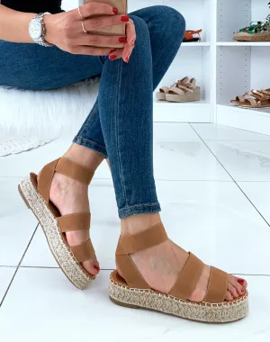 Espadrilles compensées camel