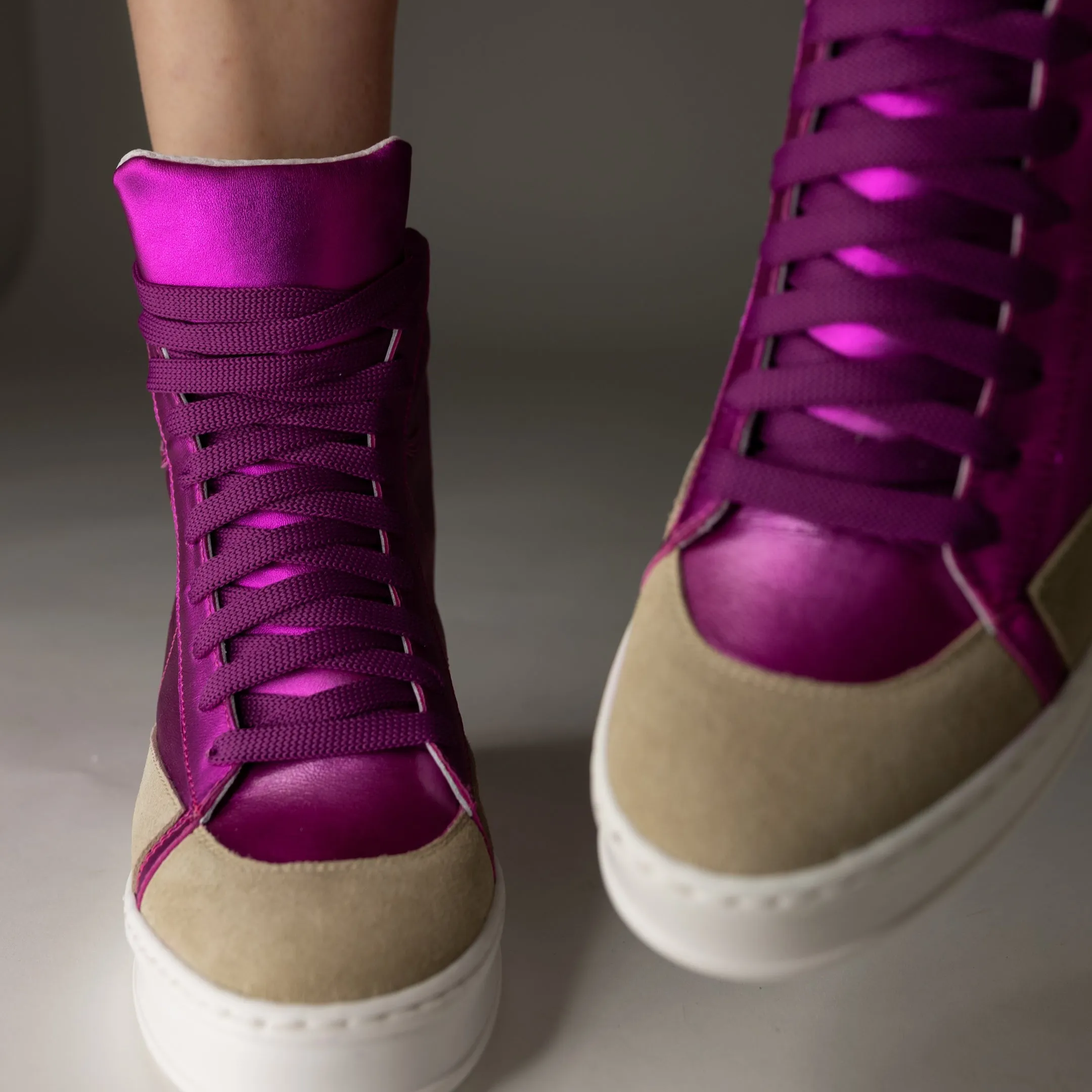 Fearless Fuchsia Metallic Wedge Sneaker