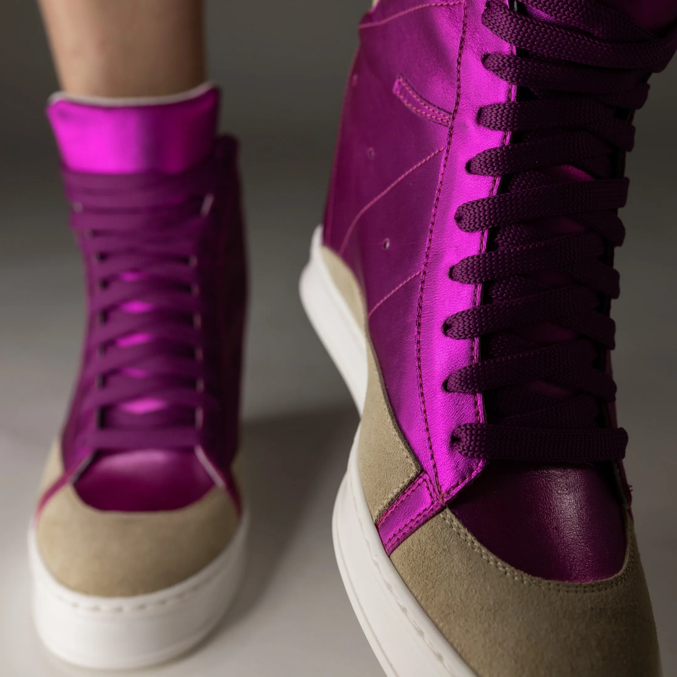 Fearless Fuchsia Metallic Wedge Sneaker