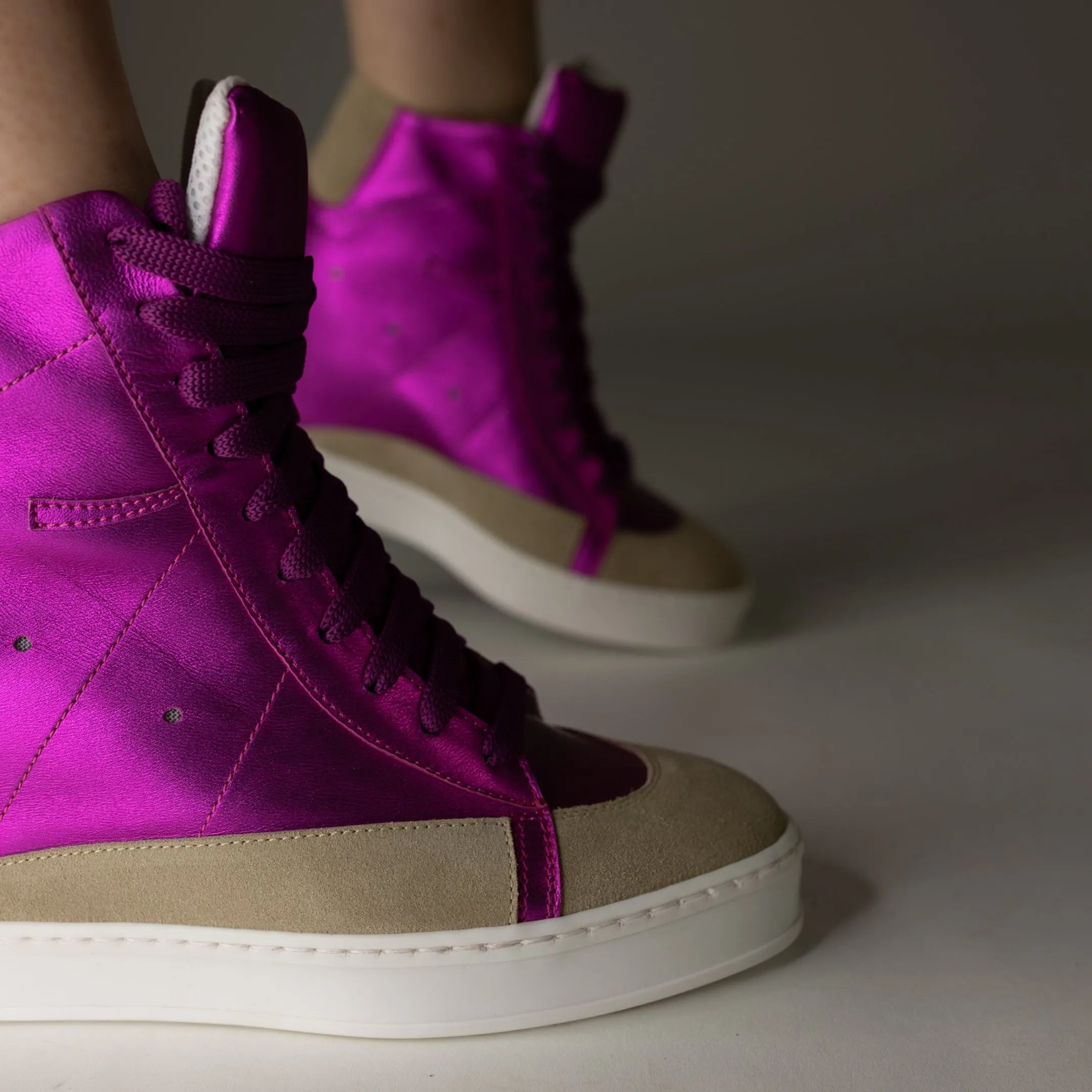 Fearless Fuchsia Metallic Wedge Sneaker