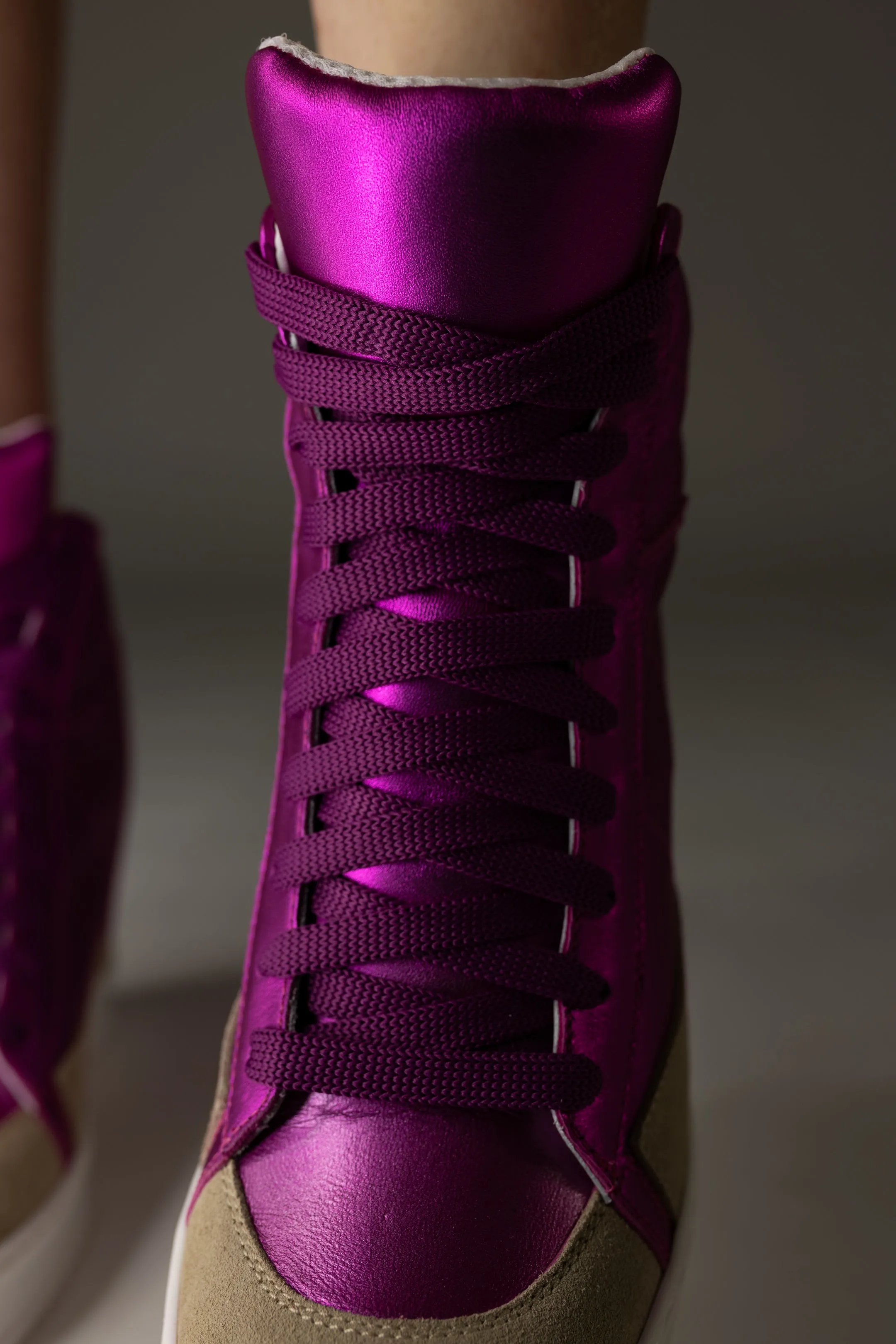 Fearless Fuchsia Metallic Wedge Sneaker
