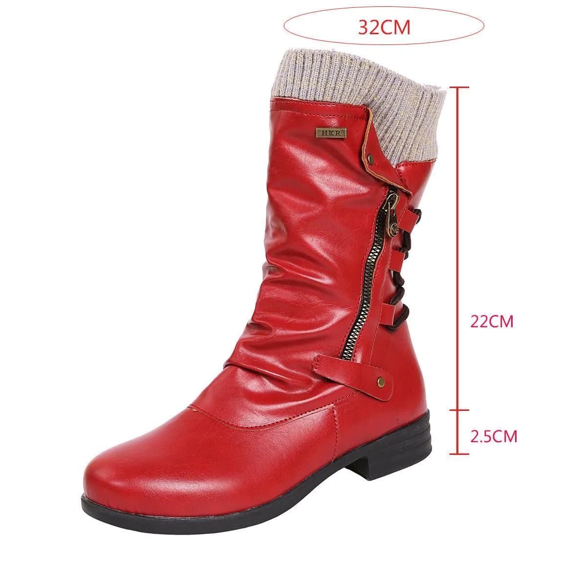 Flat-bottomed Plus Size Women's Woolen Martin Boots