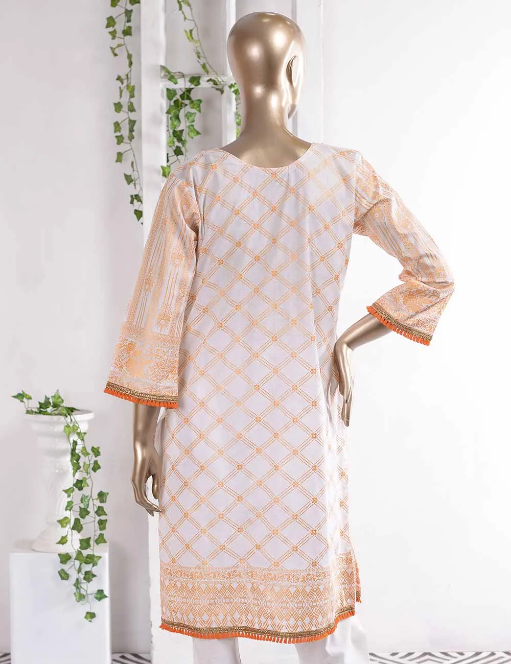 FM-5A - Golden Era | 3 Pc Unstitched Gold Printed Lawn Dress