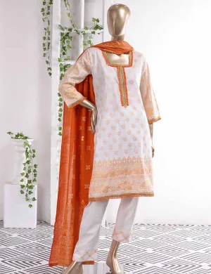 FM-5A - Golden Era | 3 Pc Unstitched Gold Printed Lawn Dress