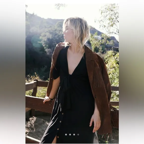 Free People Vintage Summer Midi Dress black xs