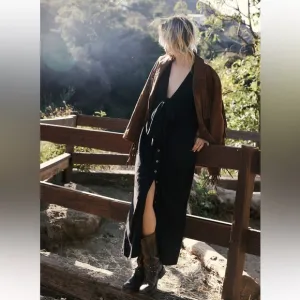 Free People Vintage Summer Midi Dress black xs