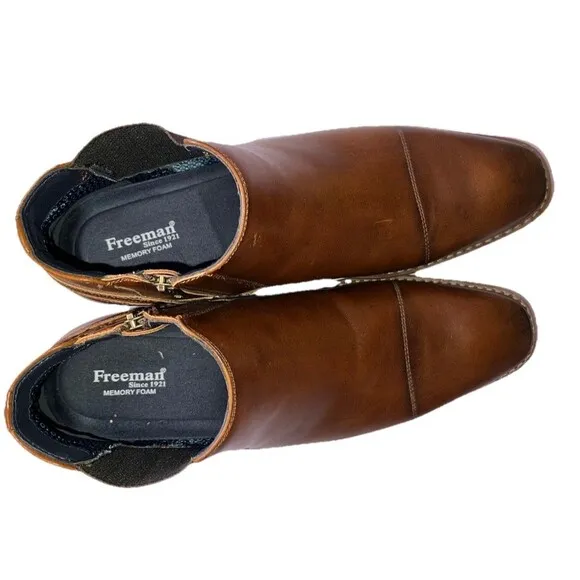 FREEMAN Corbin Chelsea Brown Dress Boots Men's Size 12 Zip Up NEW NO BOX.