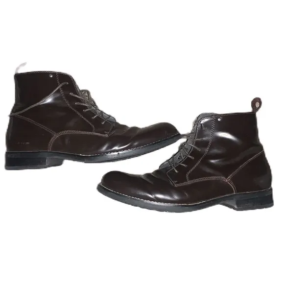 G-star Raw 12 Manor Dryden Hi Shine Boots Brown Premium Leather Dress Shoes EUC