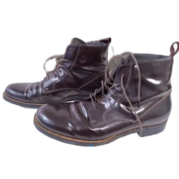G-star Raw 12 Manor Dryden Hi Shine Boots Brown Premium Leather Dress Shoes EUC