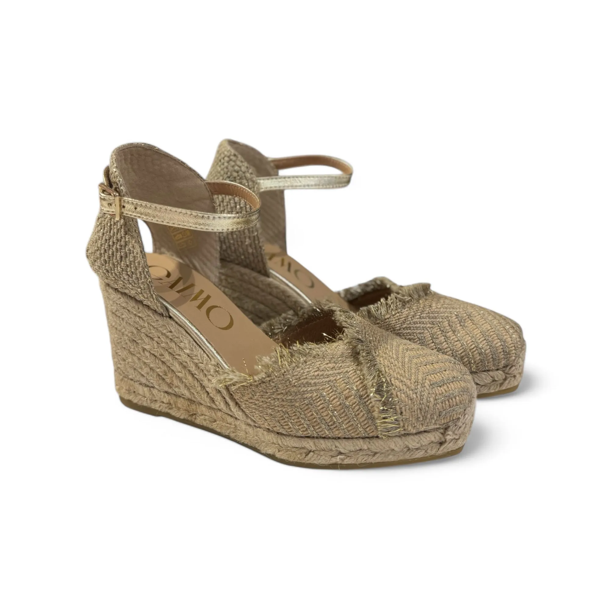 Gaimo Lavonn Gold Fabric Wedge Espadrille Shoes