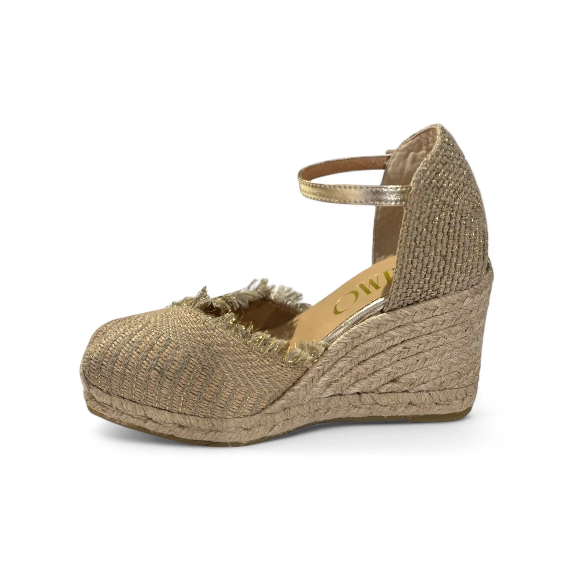 Gaimo Lavonn Gold Fabric Wedge Espadrille Shoes