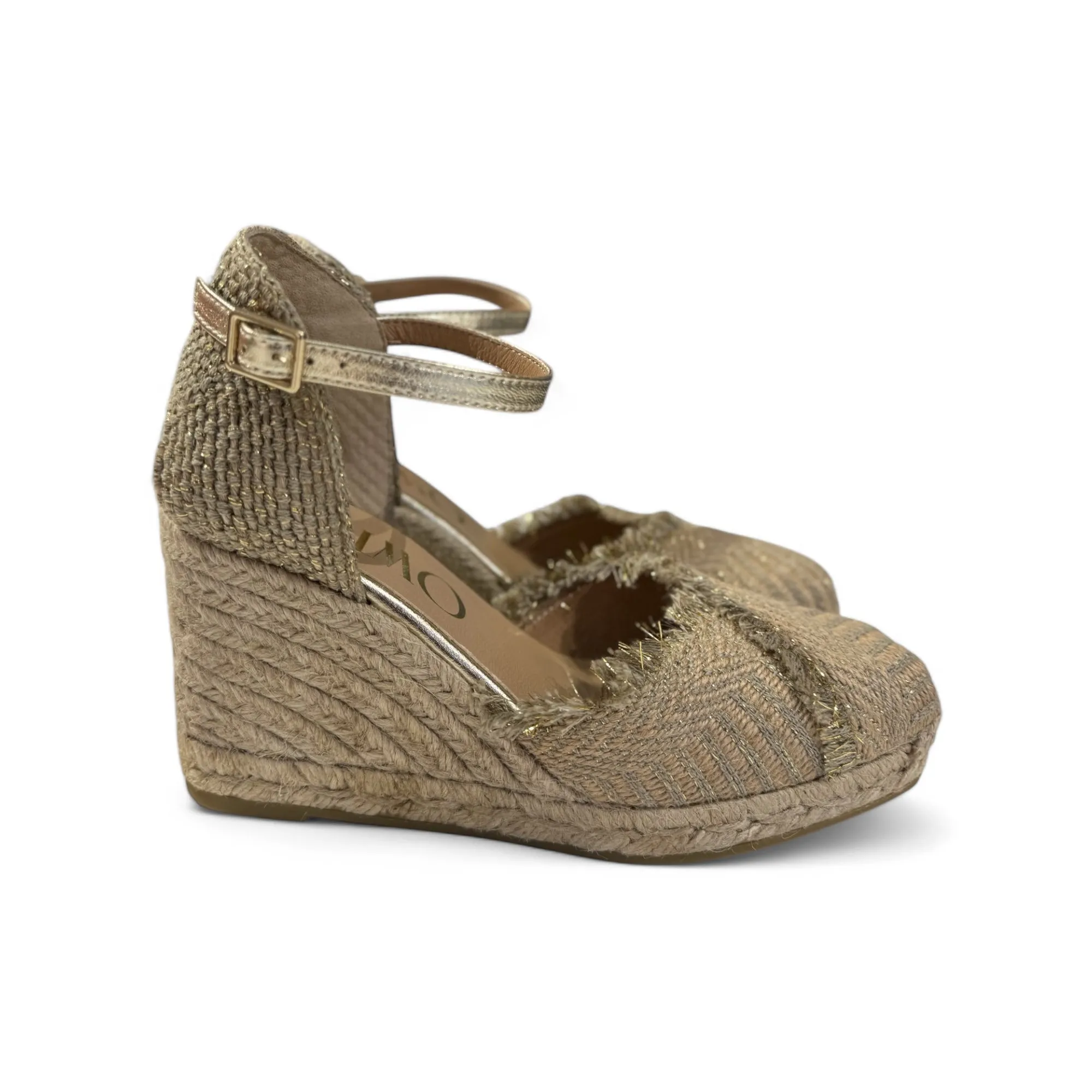 Gaimo Lavonn Gold Fabric Wedge Espadrille Shoes