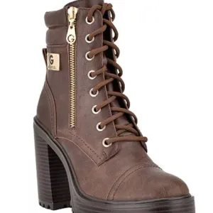 GBG Los Angeles Sheeva Lace Up Lug Sole Booties- Dark Brown- Size 6.5 M- NIB