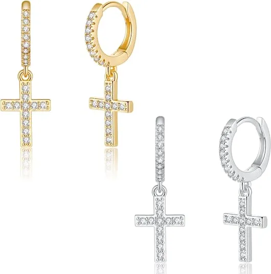 Gold Silver Hoop Earrings Set