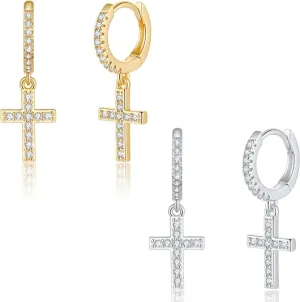 Gold Silver Hoop Earrings Set