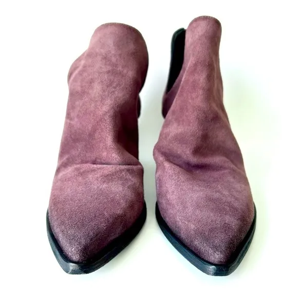 Golo Suede Tucson Ankle Boots Purple Eggplant Block Heel Western Back Zip Size 8