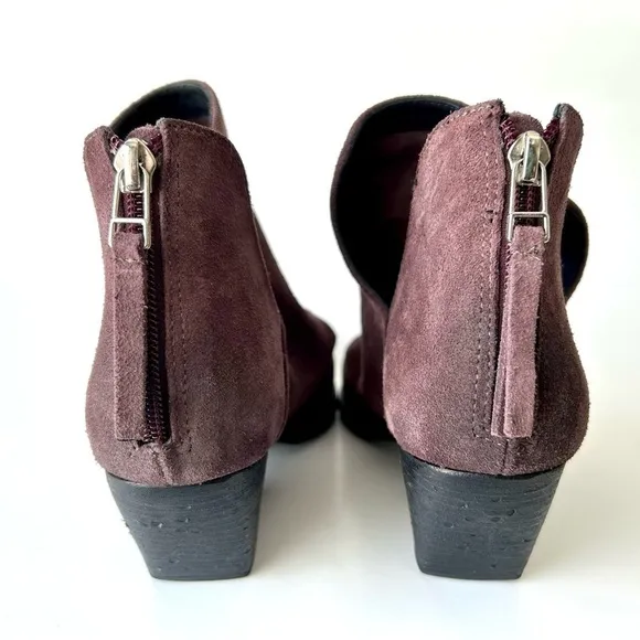 Golo Suede Tucson Ankle Boots Purple Eggplant Block Heel Western Back Zip Size 8