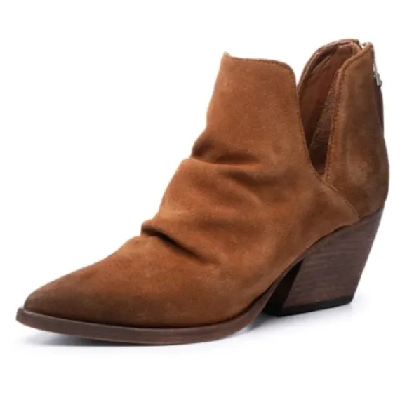 Golo Suede Tucson Ankle Boots Purple Eggplant Block Heel Western Back Zip Size 8